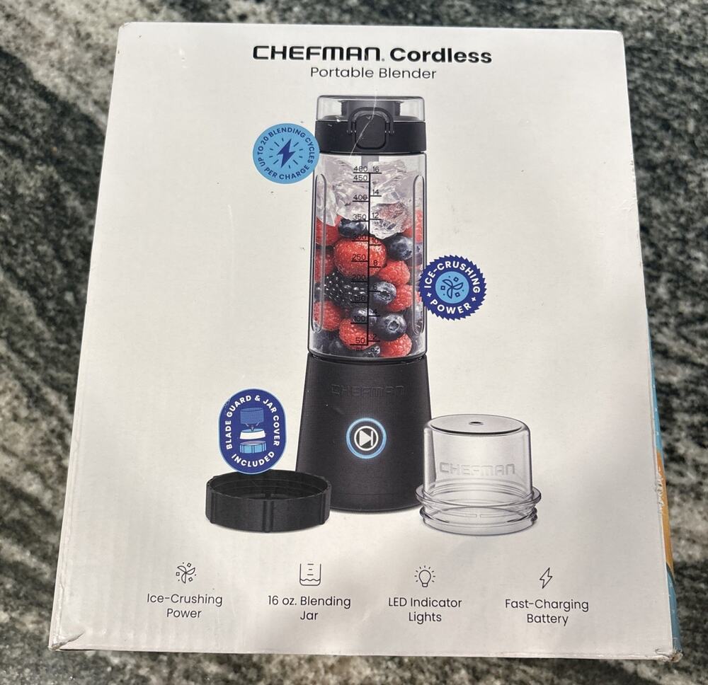 Chefman Cordless Portable Blender - USB Rechargeable 16 oz (New in Box)